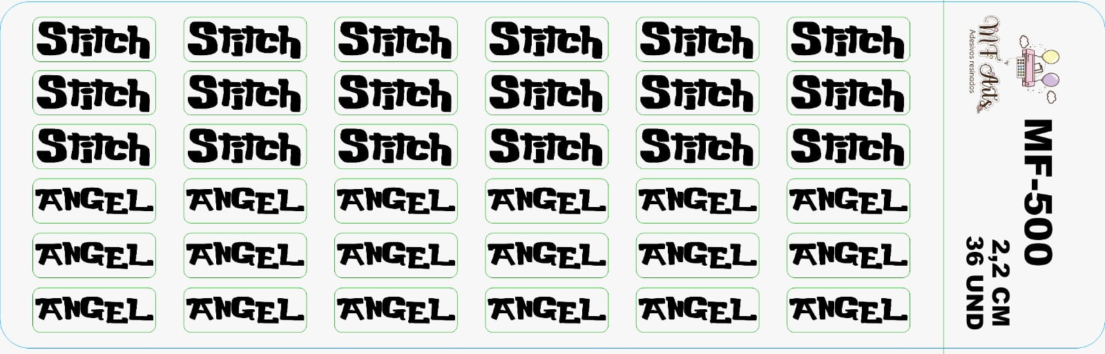 Plaquinhas stitch e angel MF-500