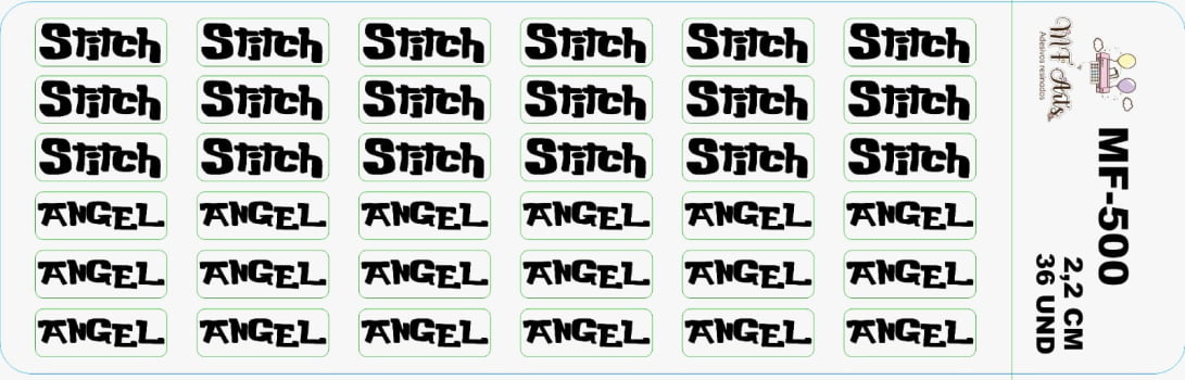 Plaquinhas stitch e angel MF-500 Plaquinhas stitch e angel MF-500