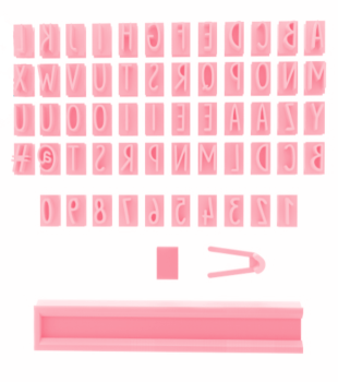 Conjunto de carimbos do alfabeto e numeral com guia 1 CM 