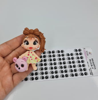 Olhos adesivos resinados Realista black Olhos adesivos resinados Realista black